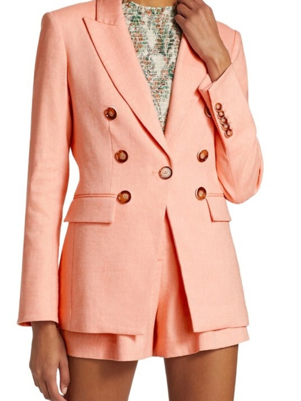 Veronica Beard Double-Breasted Peach Blazer Jacket - Picture 2 of 16